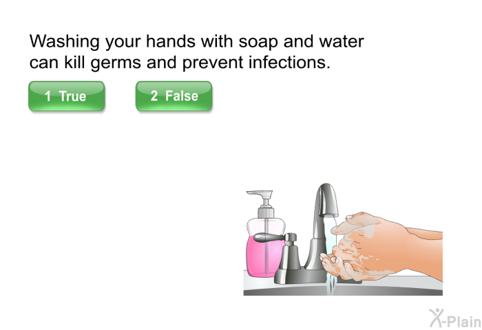 Washing your hands with soap and water can kill germs and prevent infections.