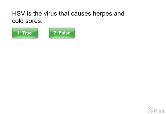 HSV is the virus that causes herpes and cold sores.