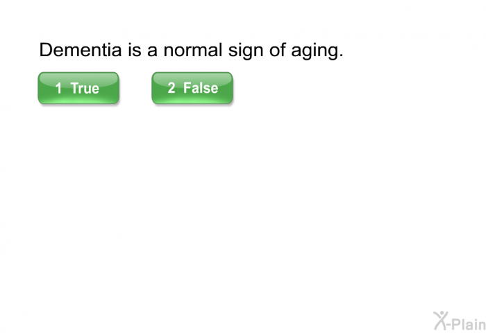 Dementia is a normal sign of aging.