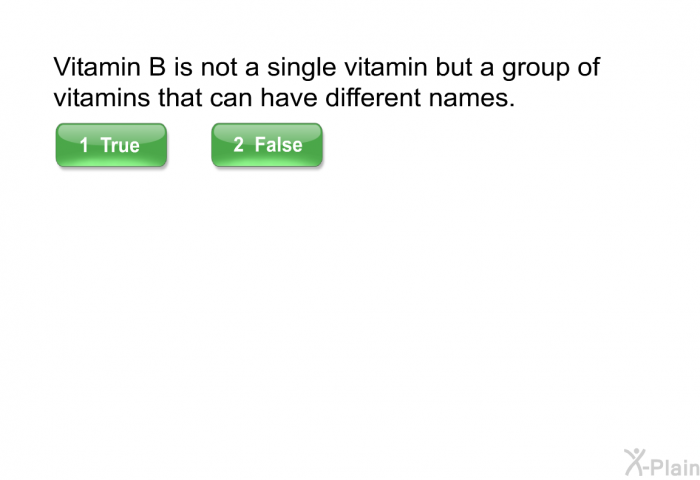 Vitamin B is not a single vitamin but a group of vitamins that can have different names.