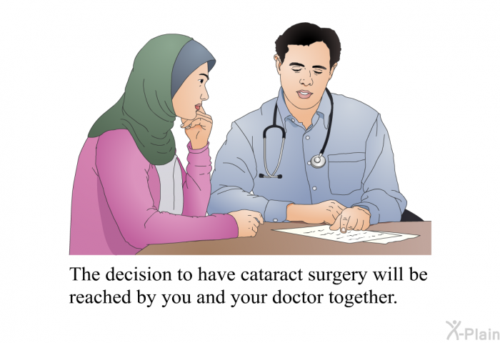 The decision to have cataract surgery will be reached by you and your doctor together.