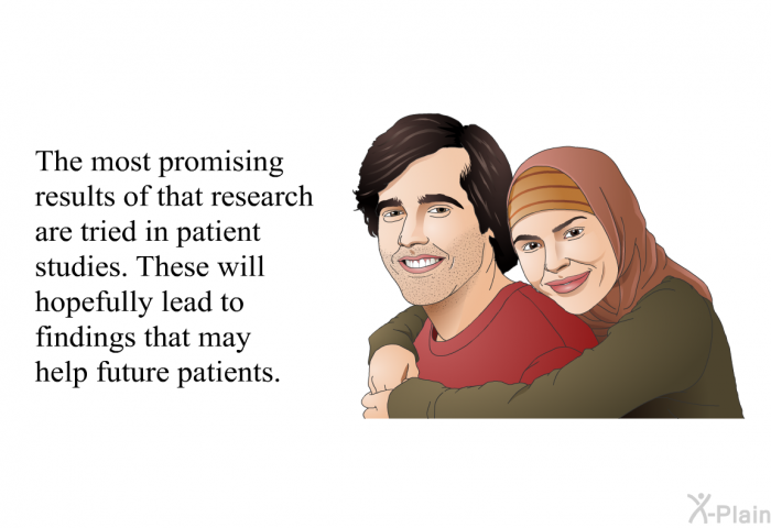 The most promising results of that research are tried in patient studies. These will hopefully lead to findings that may help future patients.