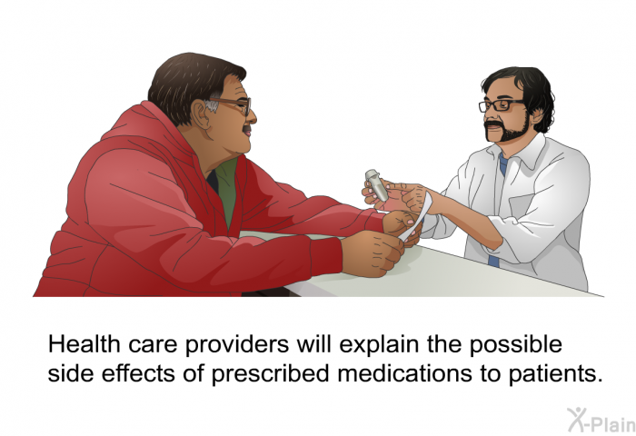 Health care providers will explain the possible side effects of prescribed medications to patients.