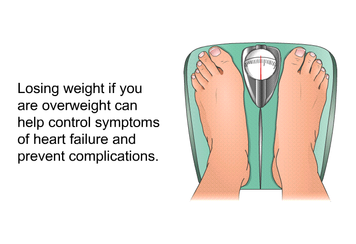 Losing weight if you are overweight can help control symptoms of heart failure and prevent complications.