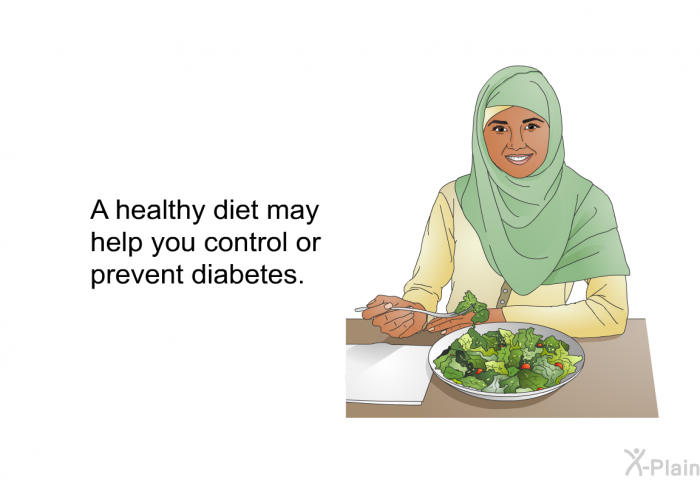 A healthy diet may help you control or prevent diabetes.