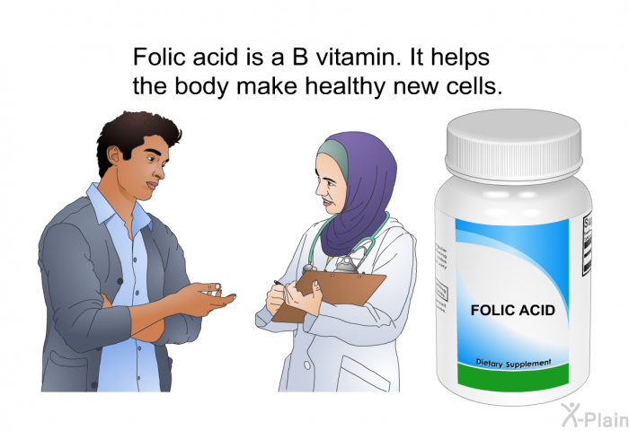 Folic acid is a B vitamin. It helps the body make healthy new cells.
