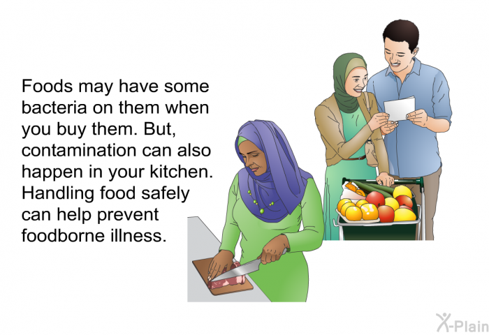 Foods may have some bacteria on them when you buy them. But, contamination can also happen in your kitchen. Handling food safely can help prevent foodborne illness.