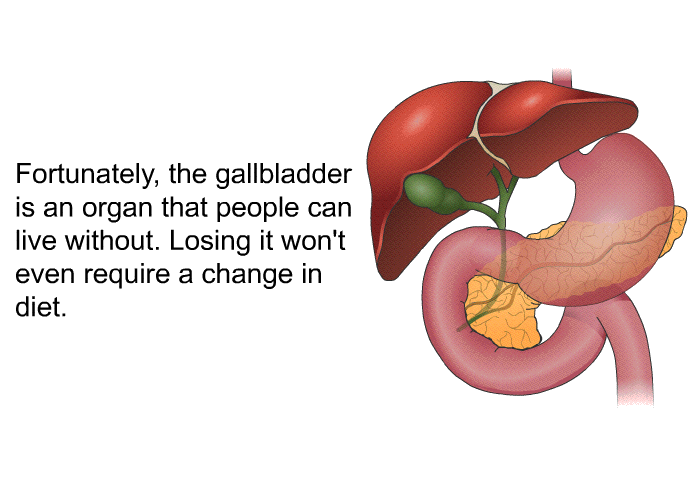 Fortunately, the gallbladder is an organ that people can live without. Losing it won't even require a change in diet.