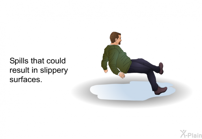 Spills that could result in slippery surfaces.