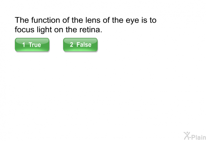The function of the lens of the eye is to focus light on the retina.