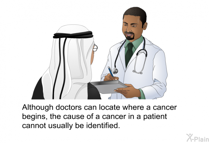 Although doctors can locate where a cancer begins, the cause of a cancer in a patient cannot usually be identified.