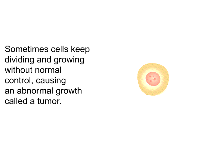 Sometimes cells keep dividing and growing without normal control, causing abnormal growth called a tumor.