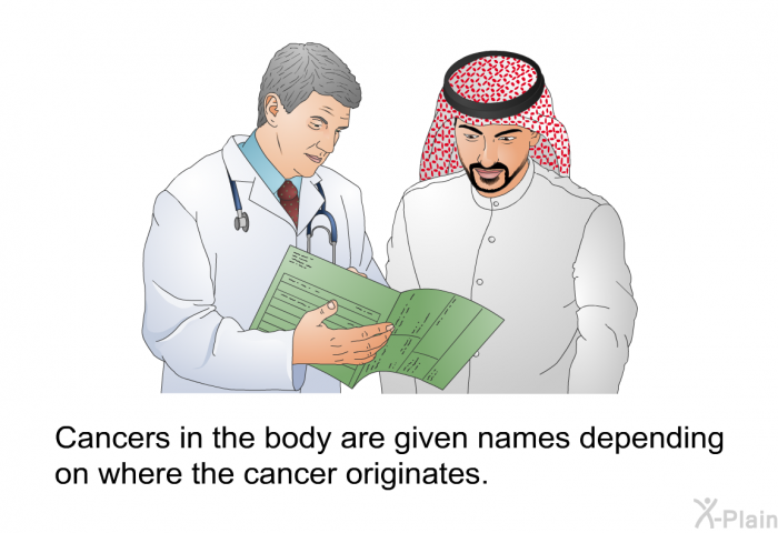 Cancers in the body are given names depending on where the cancer originates.