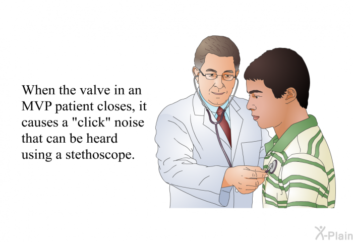 When the valve in an MVP patient closes, it causes a “click” noise that can be heard using a stethoscope.