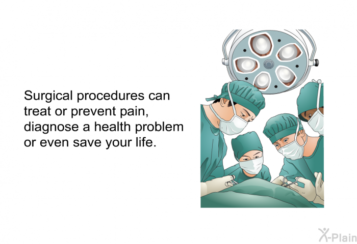 Surgical procedures can treat or prevent pain, diagnose a health problem or even save your life.