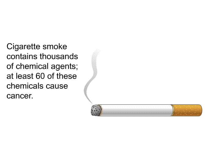 Cigarette smoke contains thousands of chemical agents. At least 60 of these chemicals cause cancer!