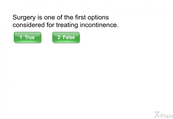 Surgery is one of the first options considered for treating incontinence.