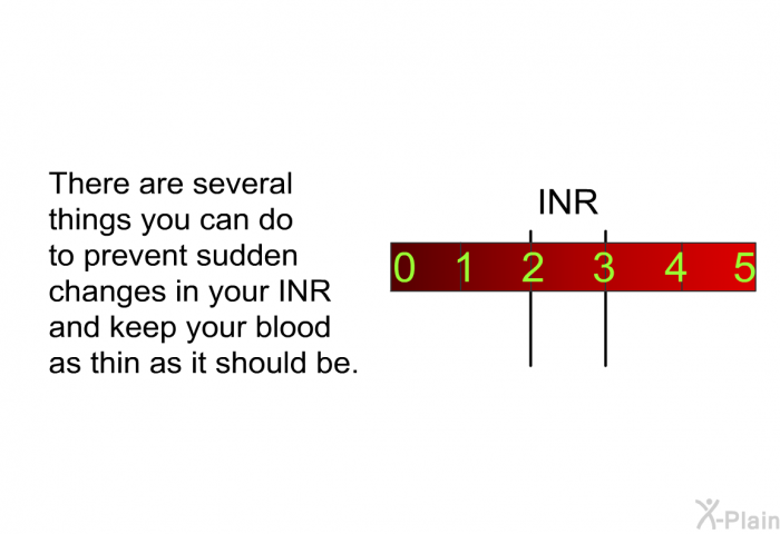 There are several things you can do to prevent sudden changes in your INR and keep your blood as thin as it should be.