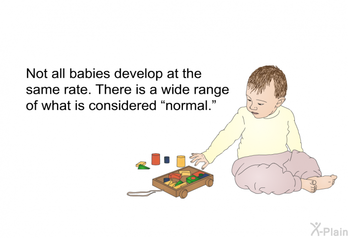 Not all babies develop at the same rate. There is a wide range of what is considered “normal.”