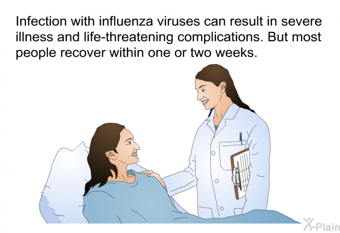 Infection with influenza viruses can result in severe illness and life-threatening complications. But most people recover within one or two weeks.