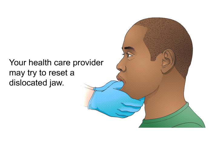 Your health care provider may try to reset a dislocated jaw.