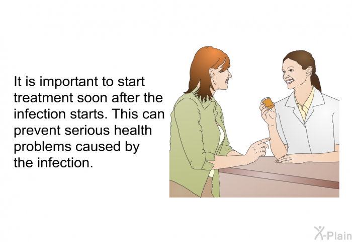 It is important to start treatment soon after the infection starts. This can prevent serious health problems caused by the infection.