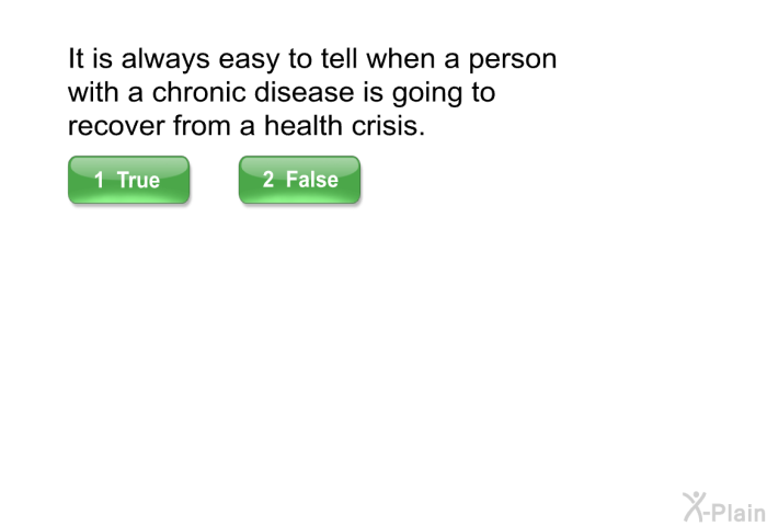 It is always easy to tell when a person with a chronic disease is going to recover from a health crisis.