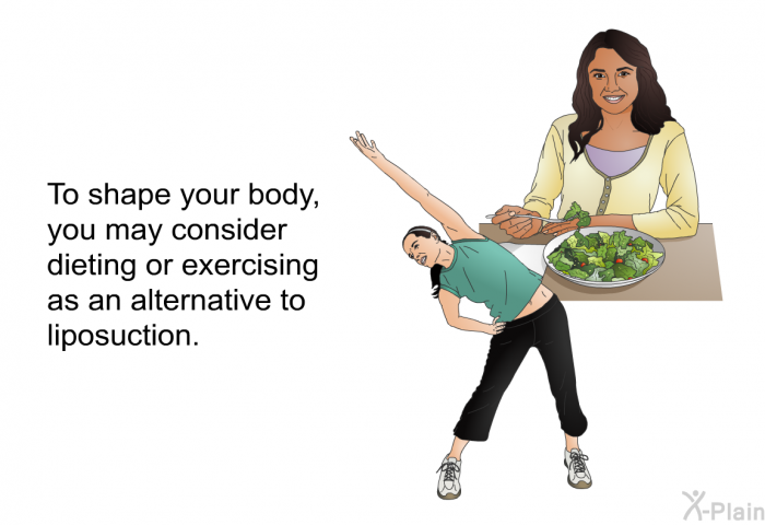 To shape your body, you may consider dieting or exercising as an alternative to liposuction.