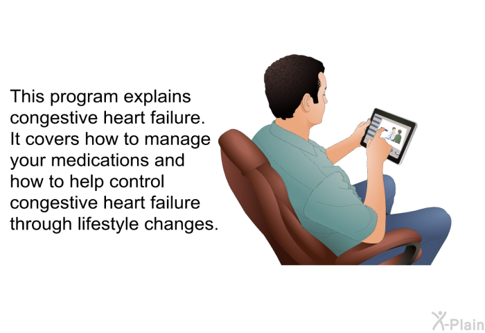 This health information explains congestive heart failure. It covers how to manage your medications and how to help control congestive heart failure through lifestyle changes.