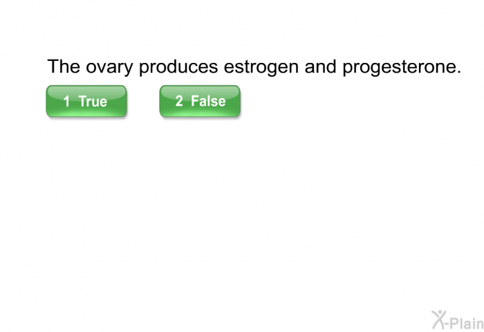 The ovary produces estrogen and progesterone.
