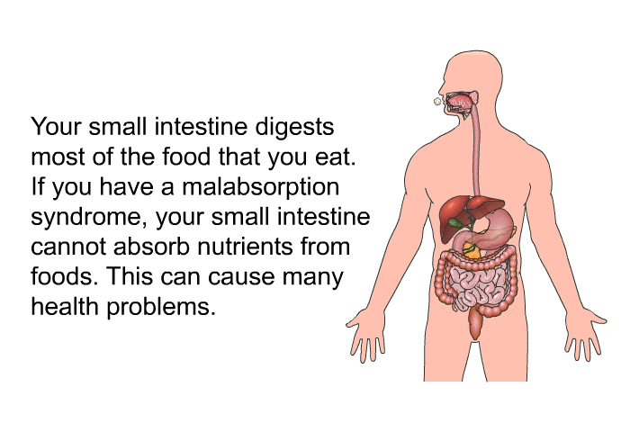 Your small intestine digests most of the food that you eat. If you have a malabsorption syndrome, your small intestine cannot absorb nutrients from foods. This can cause many health problems.