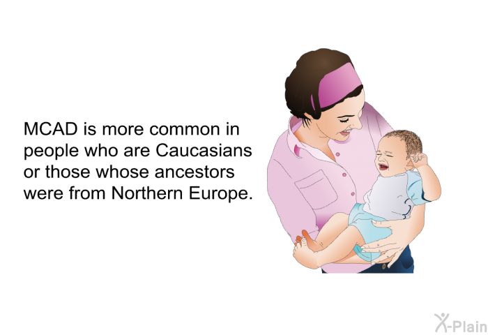 MCAD is more common in people who are Caucasians or those whose ancestors were from Northern Europe.