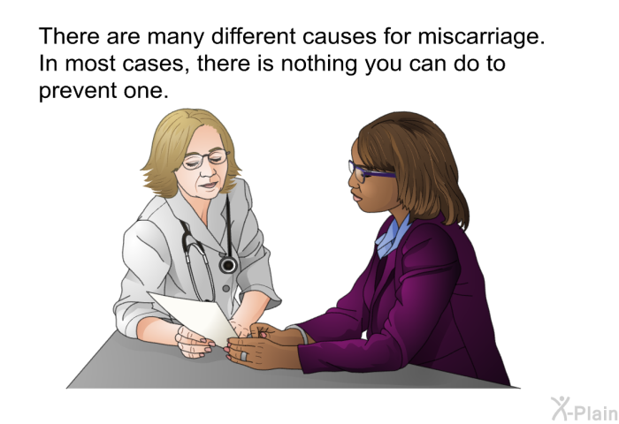 There are many different causes for miscarriage. In most cases, there is nothing you can do to prevent one.