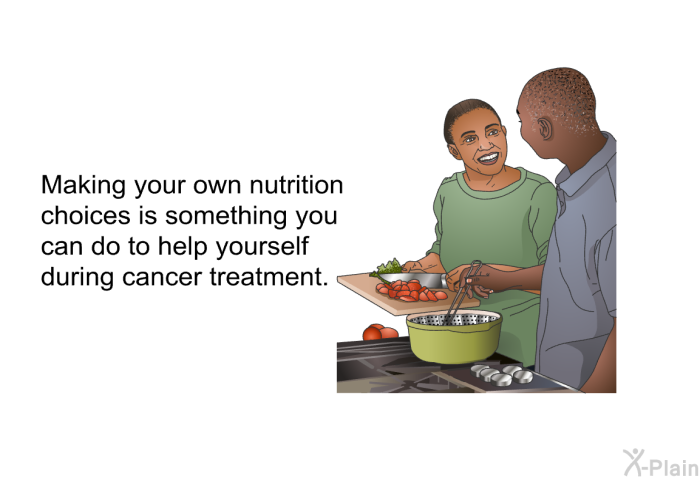 Making your own nutrition choices is something you can do to help yourself during cancer treatment.