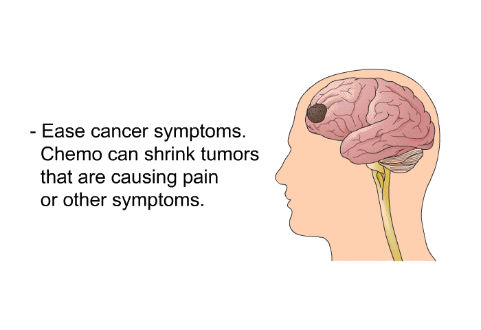 Ease cancer symptoms. Chemo can shrink tumors that are causing pain or other symptoms.