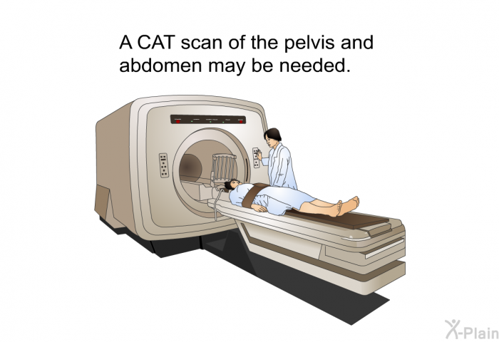 A CAT scan of the pelvis and abdomen may be needed.