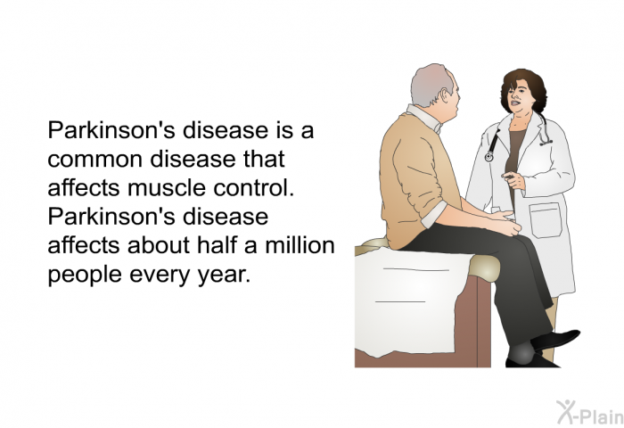Parkinson's disease is a common disease that affects muscle control. Parkinson's disease affects about half a million people every year.