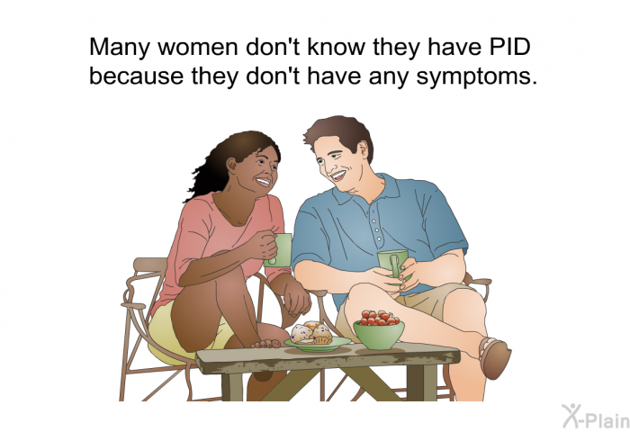 Many women don't know they have PID because they don't have any symptoms.