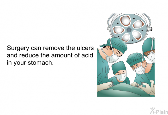 Surgery can remove the ulcers and reduce the amount of acid in your stomach.