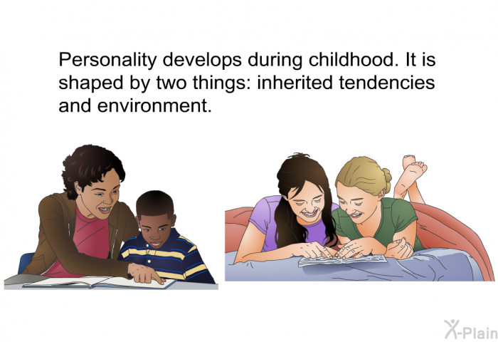 Personality develops during childhood. It is shaped by two things: inherited tendencies and environment.