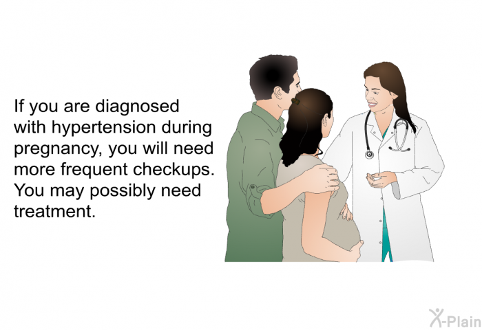 If you are diagnosed with hypertension during pregnancy, you will need more frequent checkups. You may possibly need treatment.