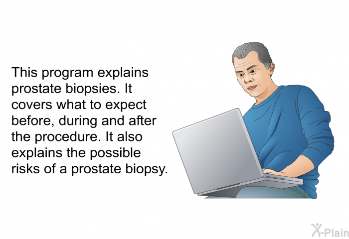 This health information explains prostate biopsies. It covers what to expect before, during and after the procedure. It also explains the possible risks of a prostate biopsy.