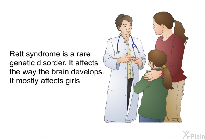 Rett syndrome is a rare genetic disorder. It affects the way the brain develops. It mostly affects girls.
