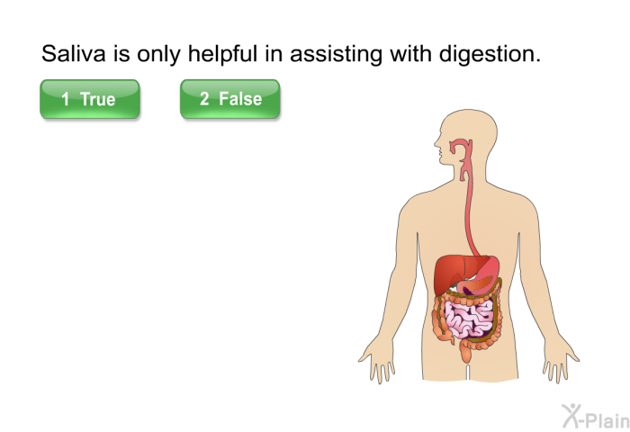 Saliva is only helpful in assisting with digestion. Select True or False.