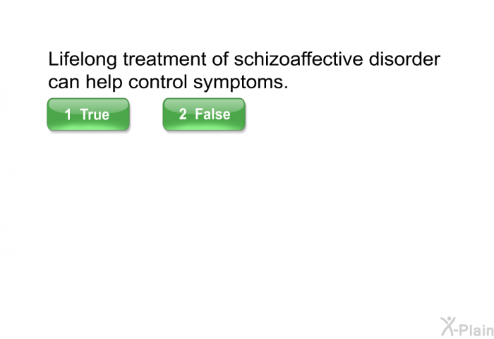 Lifelong treatment of schizoaffective disorder can help control symptoms.