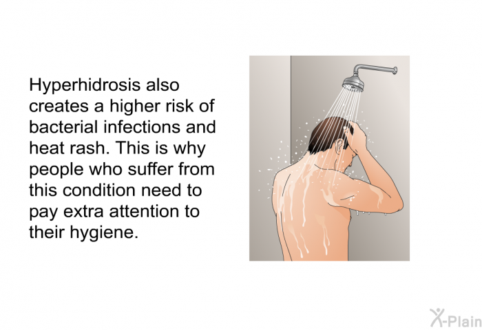 Hyperhidrosis also creates a higher risk of bacterial infections and heat rash. This is why people who suffer from this condition need to pay extra attention to their hygiene.