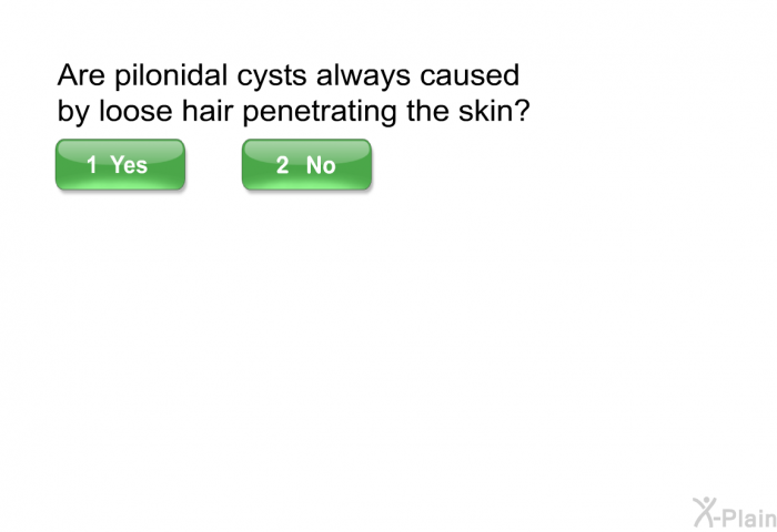 Are pilonidal cysts always caused by loose hair penetrating the skin?