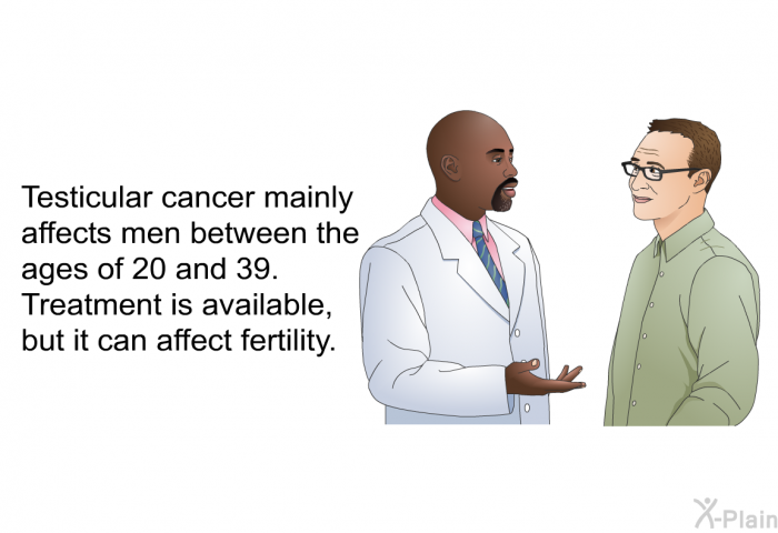 Testicular cancer mainly affects men between the ages of 20 and 39. Treatment is available, but it can affect fertility.
