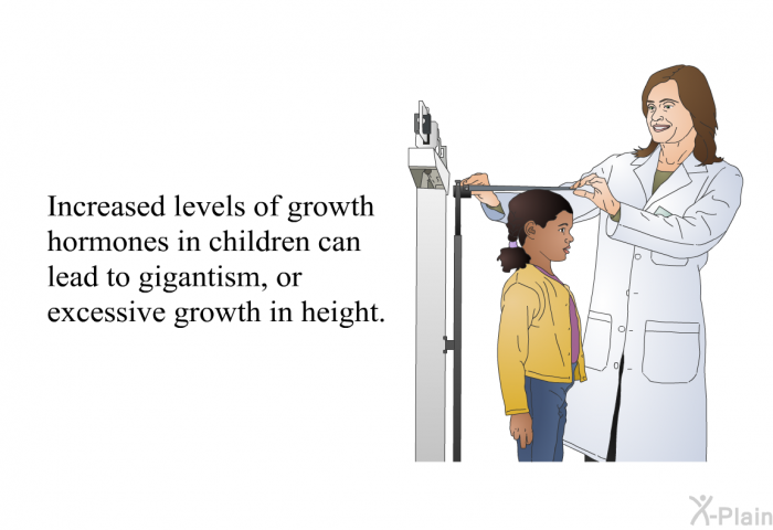 Increased levels of growth hormones in children can lead to gigantism, or excessive growth in height.