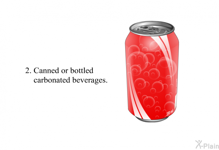 Canned or bottled carbonated beverages.